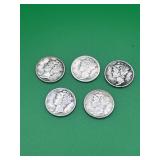 5 - 90% Silver Mercury Dimes