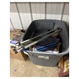 Plastic Bin w/Craft Supplies - Embroidery Hoop