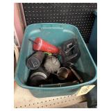 Plastic Bin w/Hand Mixer - Water Bottle