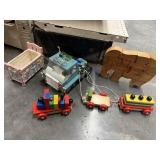 4 Pcs - Wooden Train - Car - Elephant & More