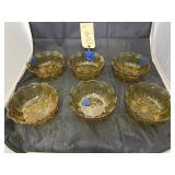 6 Pcs - Amber Glass Bowls