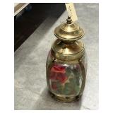 Glass/Metal Lantern w/Faux Flowers