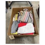 Box of Assorted Fabric & Rugs