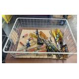 Wire Basket w/Assorted Screw Drivers