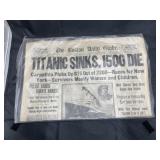 Boston Daily Globe Newspaper Titanic Sinks