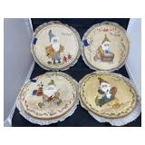 4 Pcs - German Painted Wall Art