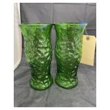 2 - Green Glass Vases