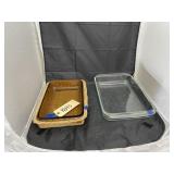 2 - Pyrex Baking Dishes & Woven Protector