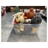 Plush Toys in Plastic Bin