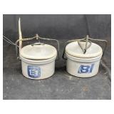 2 - Small Crocks w/Lids