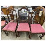 3 Pcs - Upholstered Wooden Dining Chairs