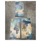 3 Pcs - Canvas Decorative Maps