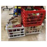 3 Plastic Crates w/Christmas Gift Wrapping