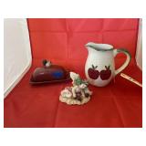 3 Pcs - Butter Dish - Pitcher - Figurine