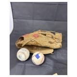 Baseball Mitt & 2 Baseballs