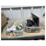 Mixed Paint - Rags - Sandpaper in Plastic Bins