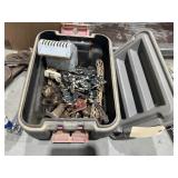 Tote w/Assorted Cast Iron & Wood Pcs