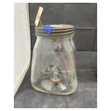 2pc - Glass Butter Churn Jar - not complete -