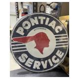 Metal Sign "Pontiac Service" 23-1/2" Dia
