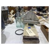Wood Trim - Glass Bottles - Tin Christmas Tree