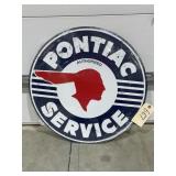 Metal Sign "Pontiac Service" 23-1/2" Dia