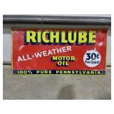 Metal Sign "Rich Lube Motor Oil" 23"x11"