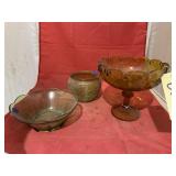 3 Pcs - Pedestal Dish & Glass Bowls