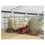 5 - Chicken Feeders/Waterers in Wire Basket