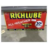 Metal Sign "Rich Lube Motor Oil" 23"x11-1/2"
