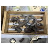 Box w/Cast Iron Coat Hangers & Dï¿½cor