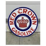 Metal Sign "Red Crown Gasoline" 23-1/2" Dia