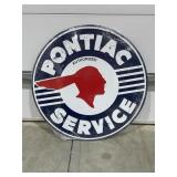 Metal Sign "Pontiac Service" 23-1/2" Dia