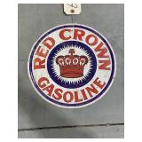 Metal Sign "Red Crown Gasoline" 11-1/2" Dia