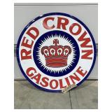 Metal Sign "Red Crown Gasoline" 23-1/2" Dia