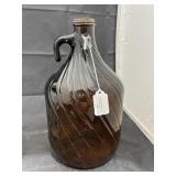 Glass Vintage Amber Brown Swirl Jug
