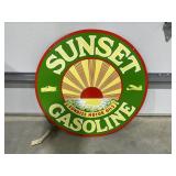 Porcelain "Sunset Gasoline" Double Sided Sign