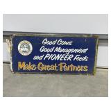 Metal Sign "Pioneer Dairy Fees" 30"x14"