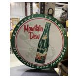 Metal Sign "Mt Dew" 23-1/2" Dia