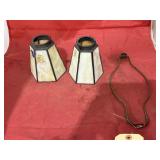 2 - Small Stained Glass Shades & Lamp Harp