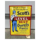 Metal Sign "Scotts Best Overalls" 14"x20"