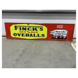 Metal Sign "Fincks Overalls" 31"x7-1/2"