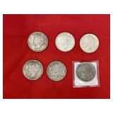 6pc - Peace Dollars - 1922 - 1923 - 1924 - 1925 -