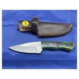Damascus Style Knife w/ Leather Sheath