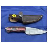 Damascus Style Knife w/ Leather Sheath