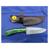 Damascus Style Knife w/ Leather Sheath