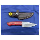 Damascus Style Knife w/ Leather Sheath