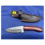 Damascus Style Knife w/ Leather Sheath
