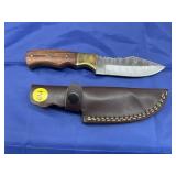 Damascus Style Knife w/ Leather Sheath