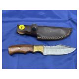 Damascus Style Knife w/ Leather Sheath