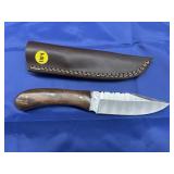 Damascus Style Knife w/ Leather Sheath